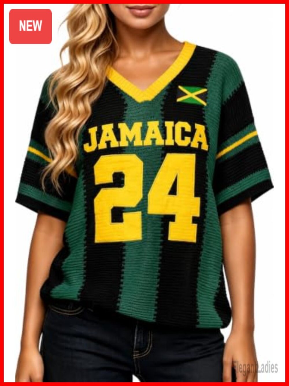 Women's Oversized Crochet Graphic V Neck Short Sleeve Pullover Top
